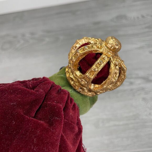 Mark Roberts Green Frog Prince King 9" Decorative Stuffed Plush Velvet Red Cape - Picture 10 of 12